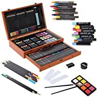 Pedy 142 pcs Estuche de Pinturas para Niños- con Maletín de Madera- Incluye Lápices de Cera- Acuarelas- Lápices de…